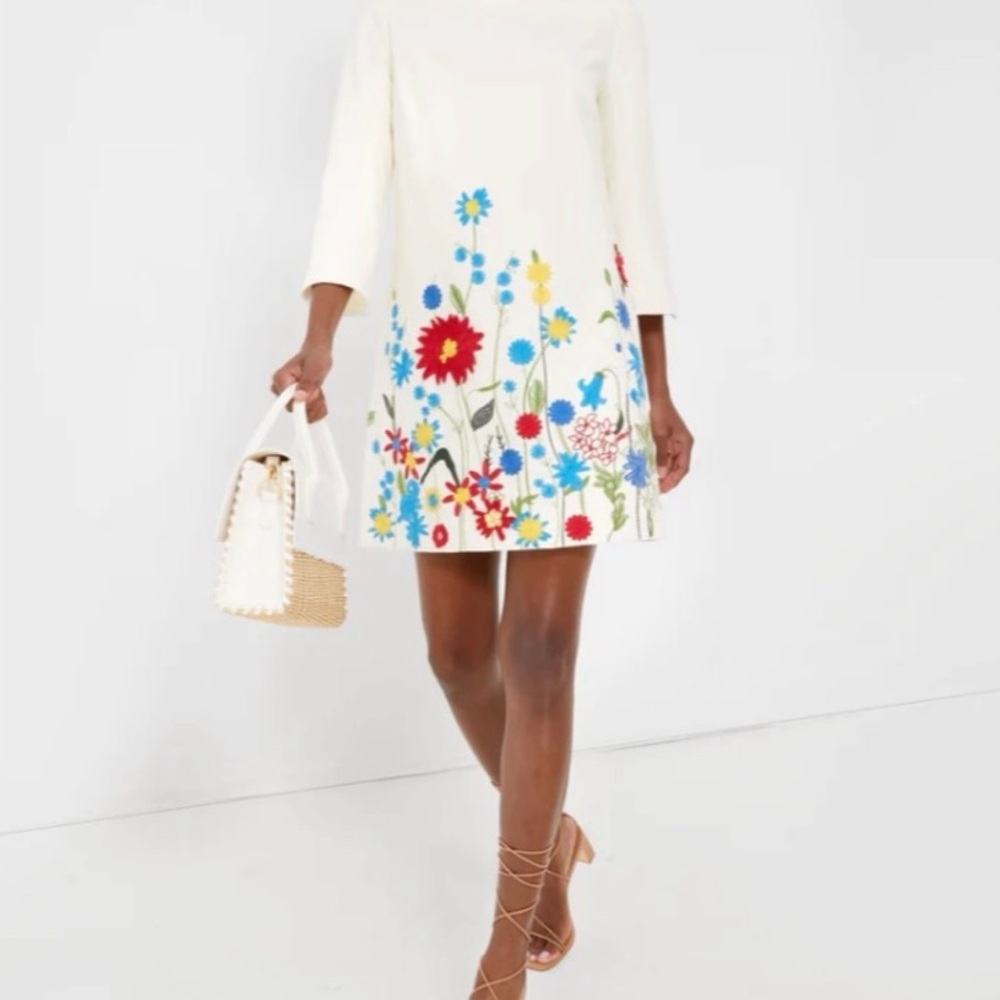 Tuckernuck White Dress with Colorful Floral Design